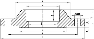 Drawing of ASME B16.5 SW flange