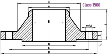 ASME B16 5 Welding Neck Flange Class 1500