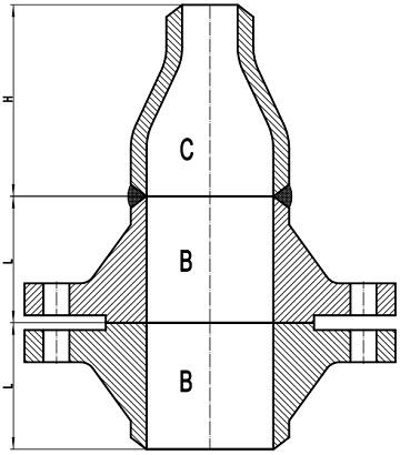 2 WN flanges + reducer