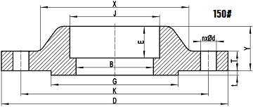 150LB SW flange drawing