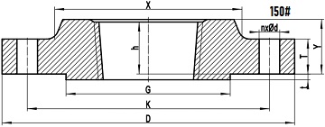 150LB Threaded flange drawing