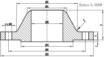 400LB WN Flange b16.47 sa drawing