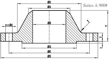 900LB WN Flange b16.47 sa drawing