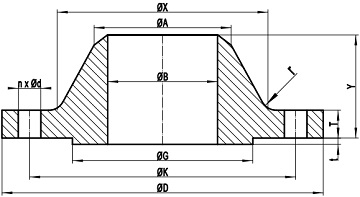 ASME B16.47 WN RF Drawing