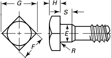 reduced body square lag screw