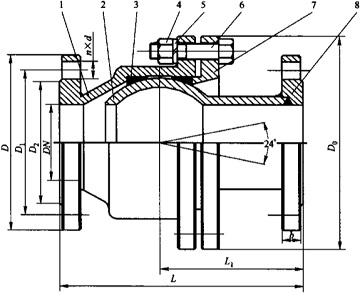 Drawing of flanged end ball EJ