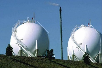 A spherical LPG tank made of A537 plates