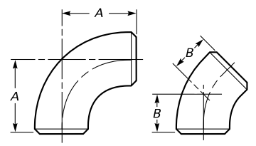 Drawing of 3D radius elbow