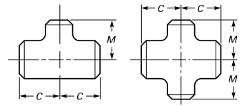 Drawing of Reducing Tee & Reducing Cross