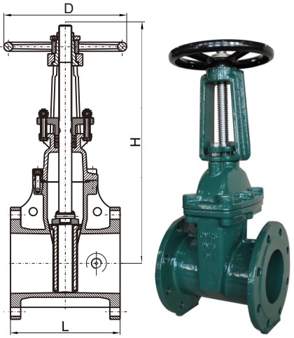 Drawing of AWWC C509 OS&Y ring-stem gate valve