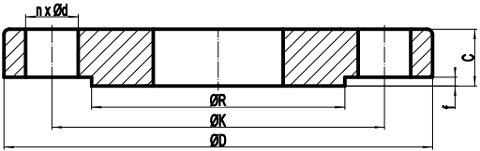 Drawing of EN 1092-1 Type 01