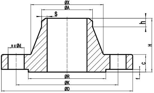 EN 1092-1 WNRF drawing