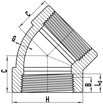 ASME B16.11 THD 45° elbow
