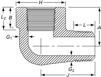drawing of threaded street elbow