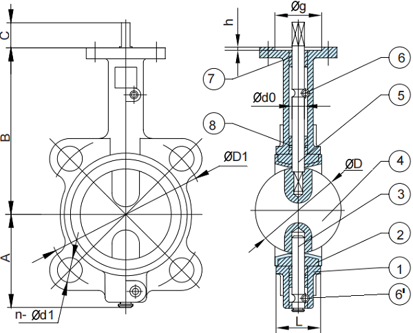 Drawing of double half shaft BFV