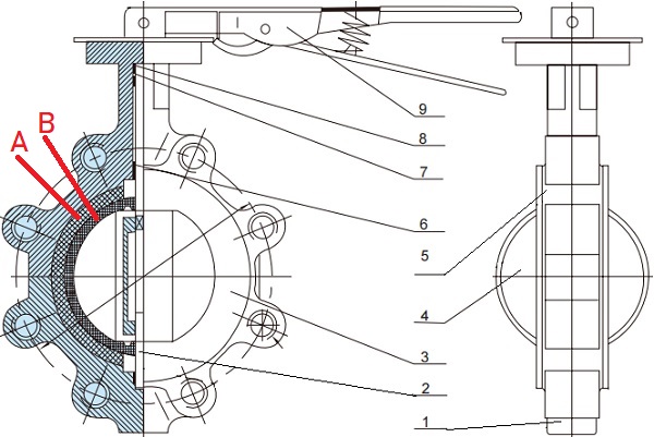 Drawing of PTFE lined BFV