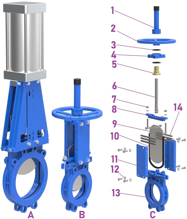 Resilient seat knife gate valves