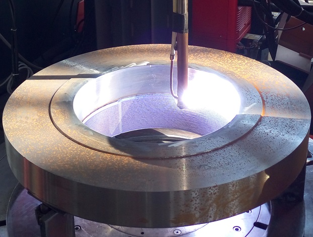 Inconel alloy 625 weld overlay on the bore of a WN flange